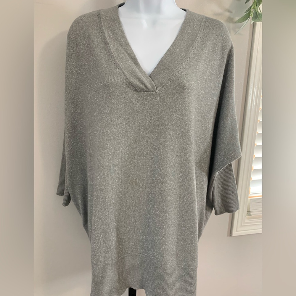 Vila Milano Elegant Gray Women's Sweater With Sparkle